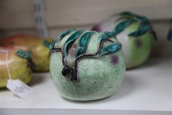 A pair of Chinese enamelled porcelain models of peaches, 19th century, 16cm